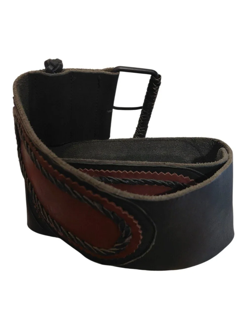 Western Style Two-Tone Braided Detail Waist Belt